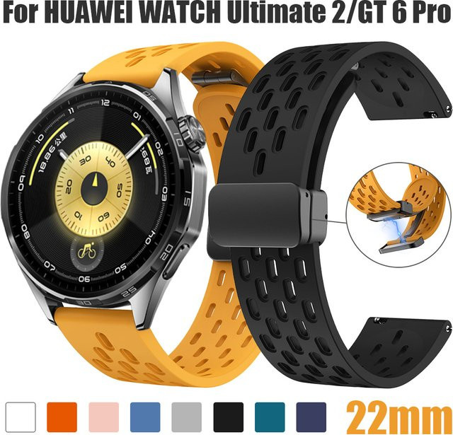 Uhrenarmband Silikon, 22 mm, Schwarz, für Huawei GT 6 46mm, GT 5 Pro 46mm - Bild 1