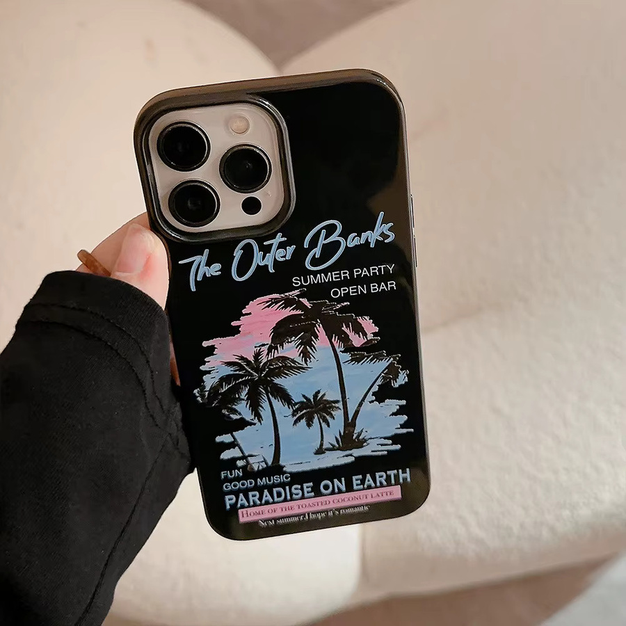 INS Retro California Sunset Beach Luck Handyhülle für iPhone 11 bis 16 Pro Max in Schwarz und Multicolour - Bild 3