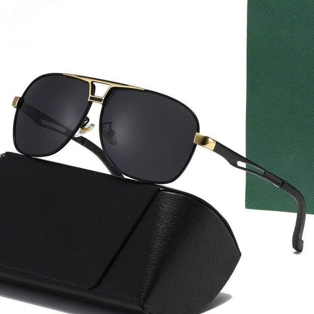 Polarisierte Sonnenbrille, Aviator, Vollrand, Herren, Schwarz - Bild 1