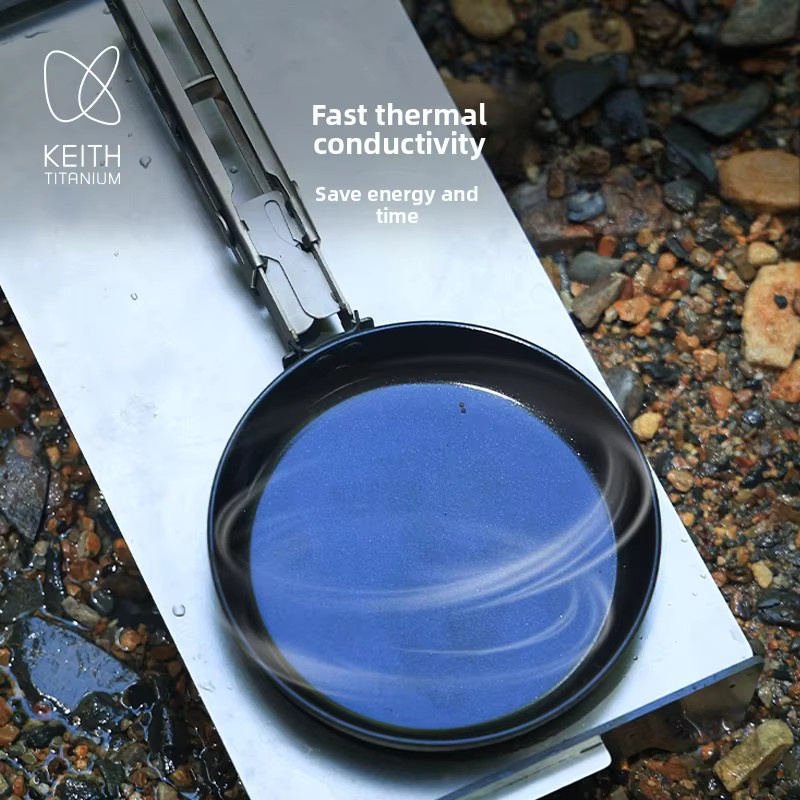 KEITH Titan Mini-Bratpfanne mit Antihaftbeschichtung und Klappgriff in Schwarz für Camping und Outdoor - Bild 5