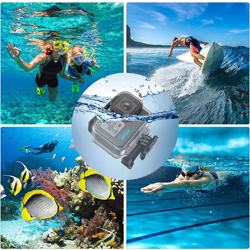 Wasserdichtes Unterwassergehäuse für GoPro Hero 12, 11, 10 und 9 in Schwarz für Tauchaufnahmen bis 60m - Bild 4