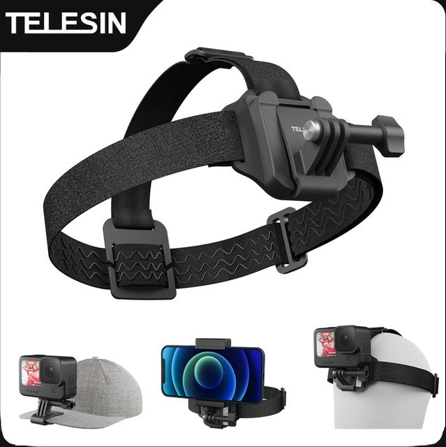 TELESIN 2 in 1 Kopfband Hutclip in Schwarz für GoPro Hero 13 12 11 10 9 8 sowie Insta360 und DJI OSMO Action Zubehör - Bild 1