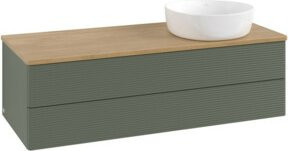 V&B Waschtischunterschrank Antao mit Frontstruktur in Eiche Honig und Grau Grün B/T/H: 120 x 50 x 50 cm - Bild 1