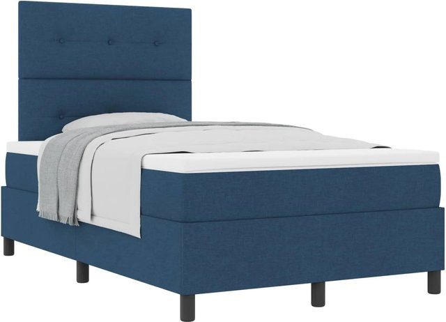 vidaXL Boxspringbett mit Matratze und Kopfteil in Blau, B/T/H: 120 x 190 x 280 cm - Bild 1