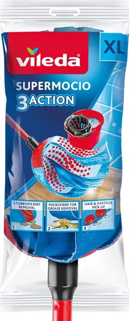 Vileda Wischmopp SuperMocio 3xAction Velour mit Stiel in Blau und Rot - Bild 1