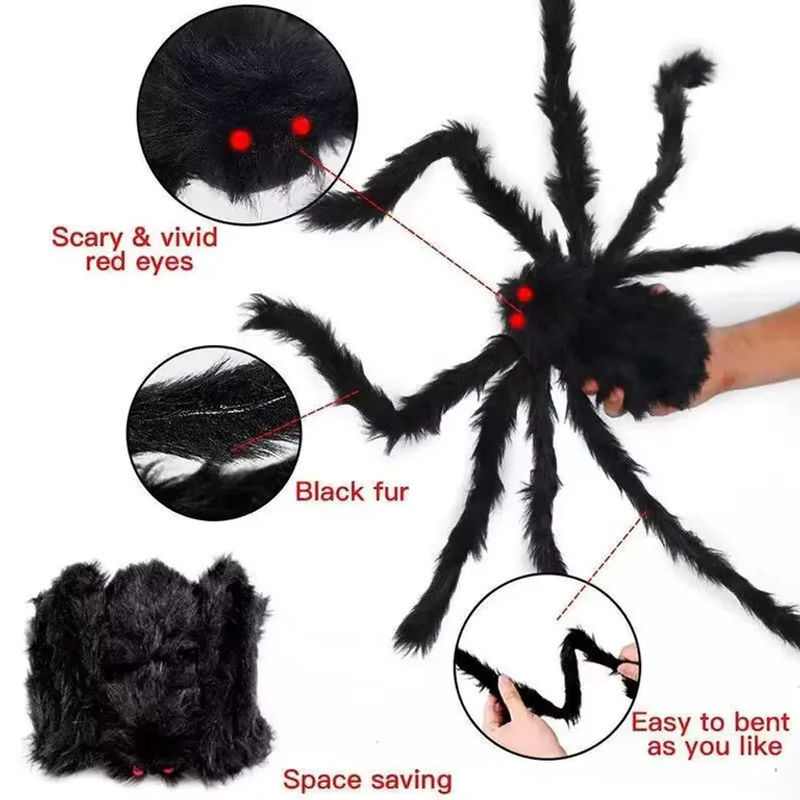DZQ Halloween Plüsch Spinne als Riesige Dekoration in Schwarz - Bild 5