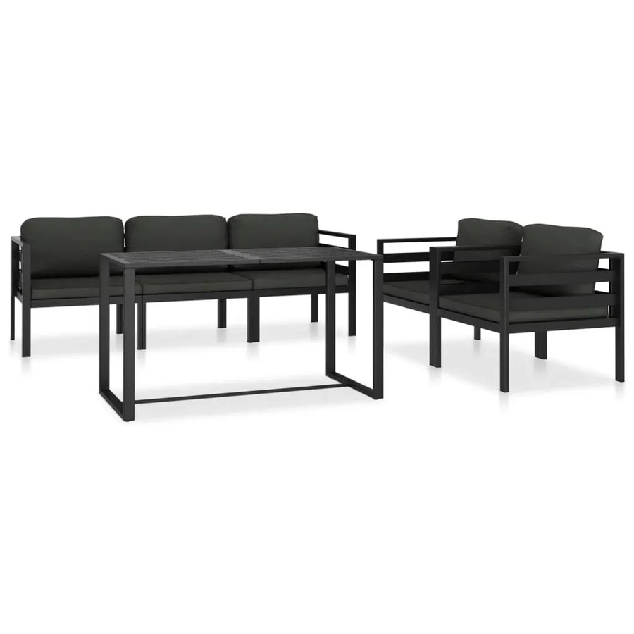 vidaXL 6-teiliges Garten-Lounge-Set aus Aluminium mit Kissen in Anthrazit - Bild 2