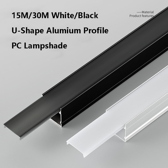 Khelse U-förmiger PC-Lampenschirm aus Aluminiumprofil für Unterschränke in Weiß oder Schwarz - Bild 1