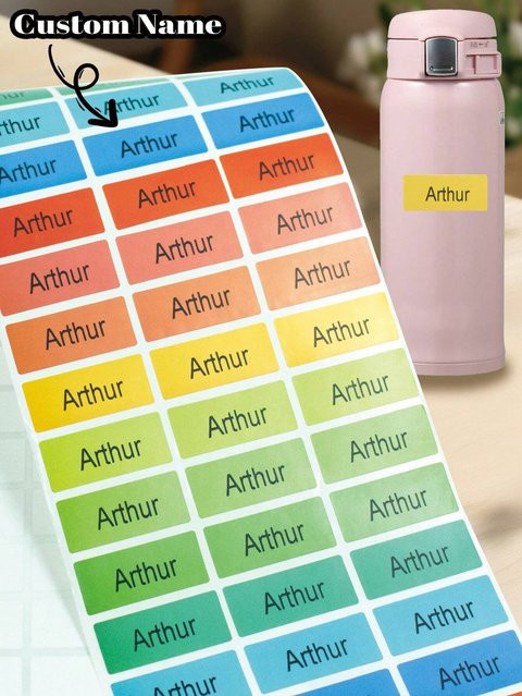 Personalisierte wasserfeste Namensetiketten in Mehrfarben, individuelle Aufkleber für Kindertagesstätte und Essentials, B: 1,3 cm, H: 3 cm - Bild 1