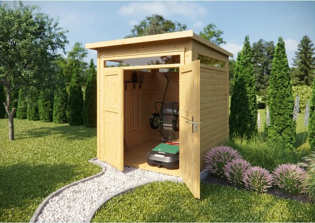 WEKA Gartenhaus 265 mit Flachdach aus Holz in Braun, B/T/H: 220 x 161 x 234 cm - Bild 1