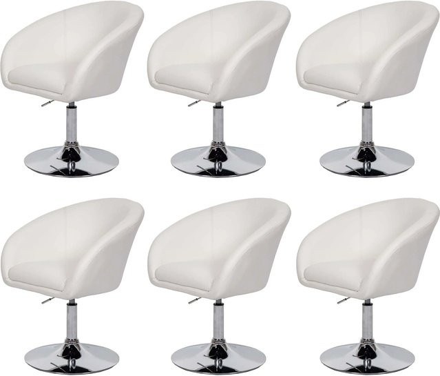 CHEFGASTRO 6er-Set Esszimmerstühle modern, höhenverstellbar und drehbar, Kunstleder Weiß, B/T/H: 59 x 60 x 90 cm, Sitzhöhe: 45 cm - Bild 1