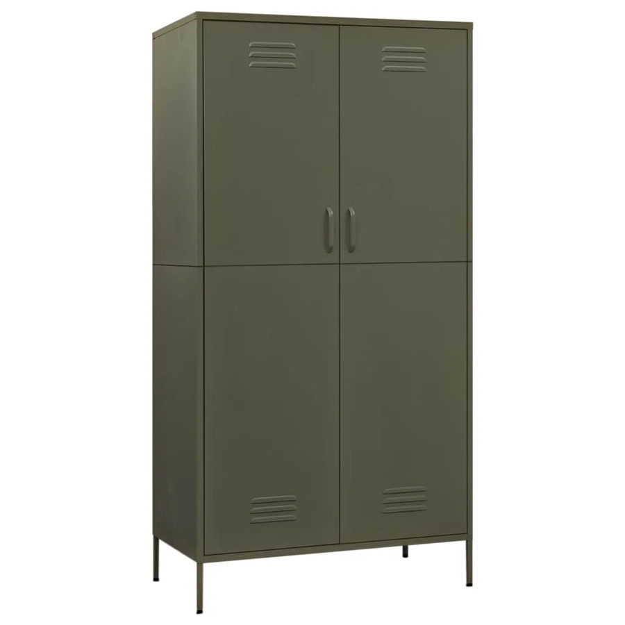 vidaXL Kleiderschrank aus Stahl in Grün mit Regalböden und Kleiderstange, B/T/H: 90 x 50 x 180 cm - Bild 2