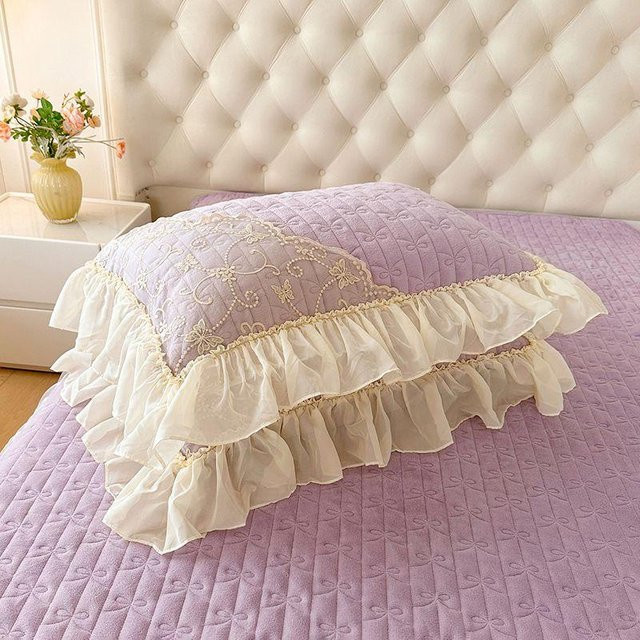WTEMPO Kissenbezug-Set aus Korallensamt und Baumwolle, 2er Pack, Farbe: Lila, B x H: 48 x 74 cm - Bild 1