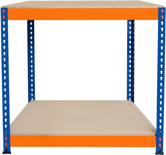 Monstershop S Rax 2-stufige Werkbank aus Stahl und Holz in Blau-Orange, höhenverstellbar, B/T/H: 90 x 60 x 90 cm - Bild 1