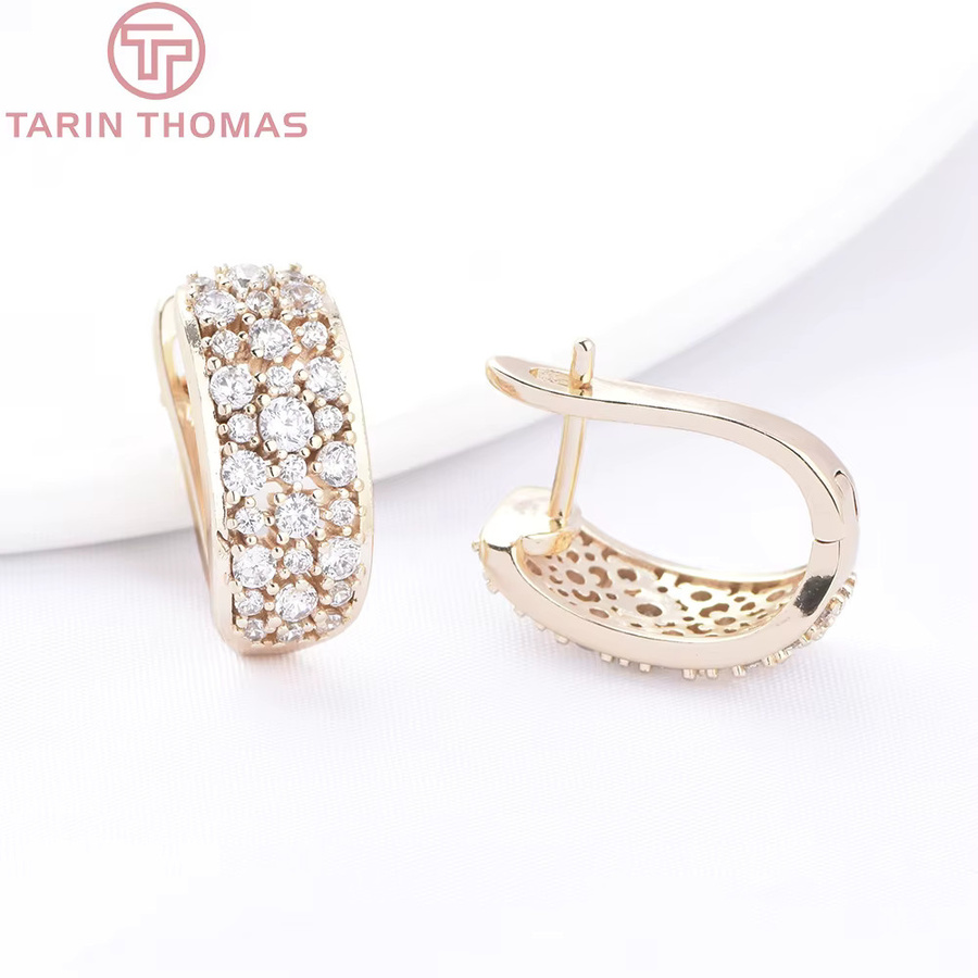 TARIN THOMAS Ohrringe, Messing, Gold, Zirkonia, Rechteckig - Bild 1