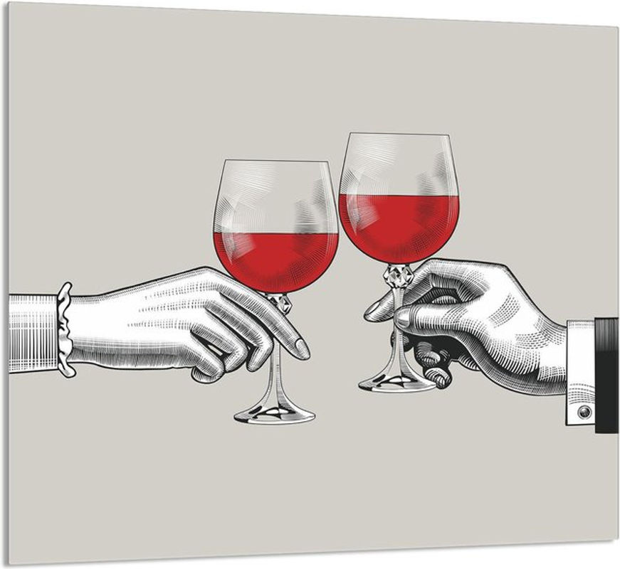 Rahmenloses Glaspanel für die Küche mit Wein-Motiv in Rot und Mehrfarbig, B: 65 cm, H: 60 cm - Bild 3
