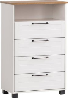 Schildmeyer Highboard Jelda in Weiß Eiche Landhaus matt, B/T/H: 34,1 x 62,4 x 102 cm - Bild 1