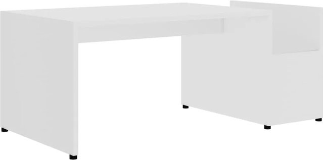 vidaXL Couchtisch in Weiß und Eiche aus Holzwerkstoff, B/T/H: 90 x 45 x 35 cm - Bild 1