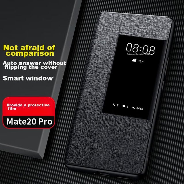 Huawei Mate20 Pro Handyhülle mit Smart View Fenster, Ultra-Dünner Anti-Drop Vollschutz, Schwarz - Bild 1