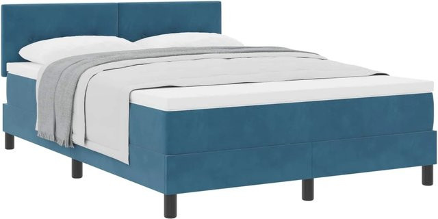 vidaXL Boxspringbett mit Matratze in Dunkelblau aus Samt und Kiefernholz, B/T/H: 160 x 200 x 163 cm - Bild 1