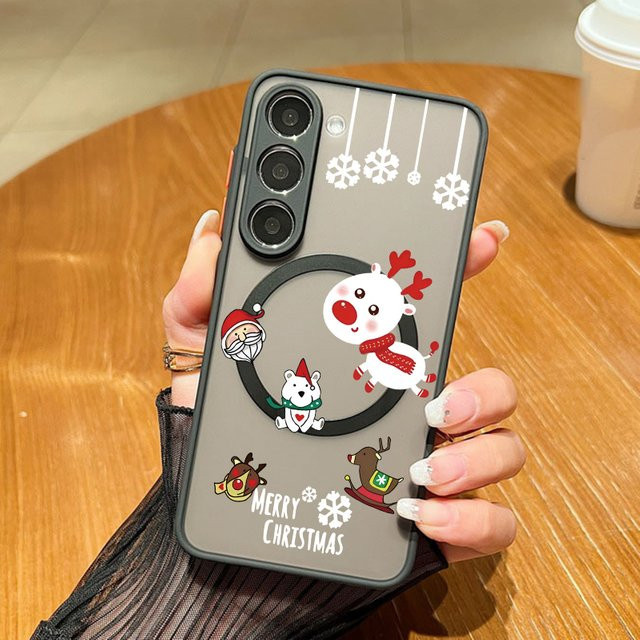 Frohe Weihnachten Handyhülle für Samsung Galaxy S25 Edge S24 Plus S23 S22 Ultra S24 S23 FE A56 A36 A26 A16 A55 A15 mit magnetischer Abdeckung in Schwarz - Bild 1