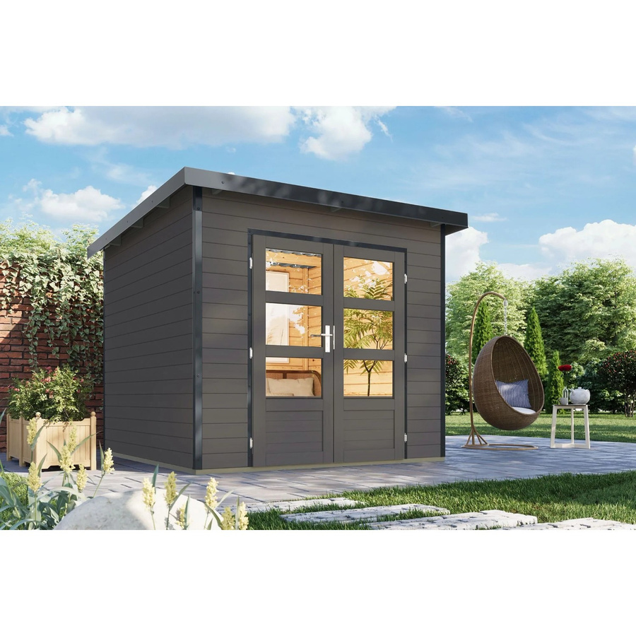 Karibu Gartenhaus Domingo 3 in Grau-Anthrazit aus Metall und Holz - Bild 2
