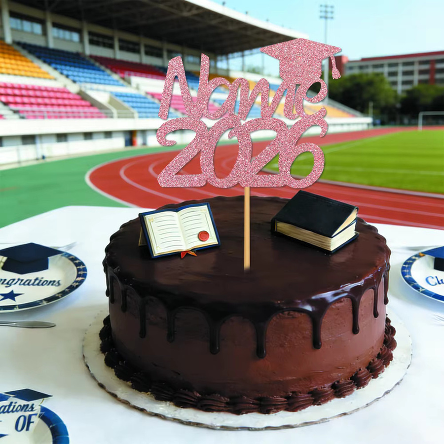 Personalisierter Glitzer-Kuchen-Topper im Abschlusskappen-Design für die Abschlussfeier 2026 von cyuan - Bild 3