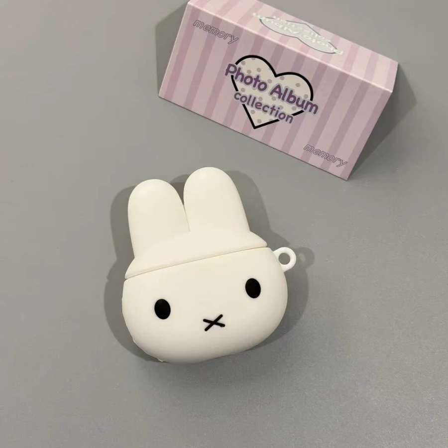 Niedliche Miffy Kaninchen 3D-Schutzhülle für Apple AirPods 1 2 3 4 und Pro 2 in Weiß - Bild 2