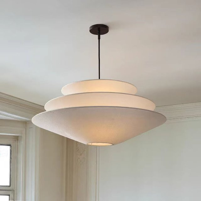 HomeLover Möwen-Pendelleuchte in Regenschirm-Design aus Stoff und Metall, moderne Stofflampe in Weiß für Wohnzimmer, Schlafzimmer, Esszimmer oder Küche - Bild 1