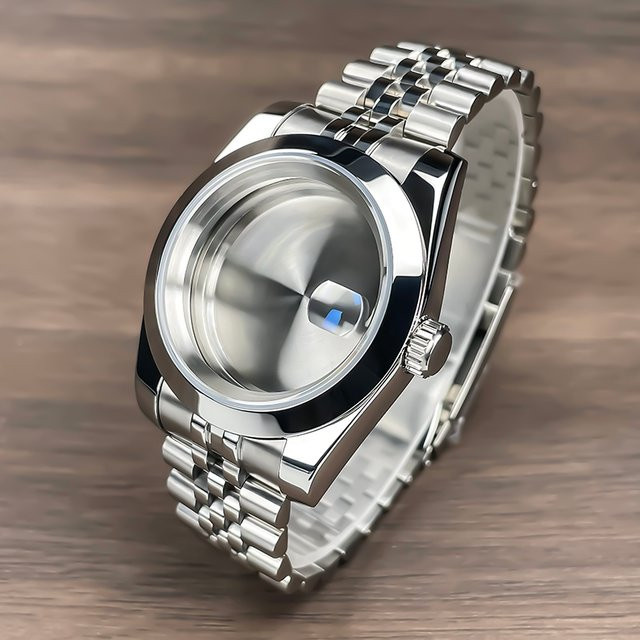 MACARLON Uhrengehäuse Edelstahl, 39 mm, Saphirglas, Silber, Unisex - Bild 1