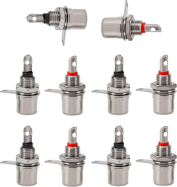FRHY 10 Stück RCA Cinch-Buchsenadapter in Silber zur Chassis-Panel-Montage für High-Fidelity-Audioverbindungen - Bild 1