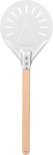 Runder Pizzaschieber von Fishine in Weiß mit abnehmbarem Holzgriff und Durchmesser 41 cm - Bild 1
