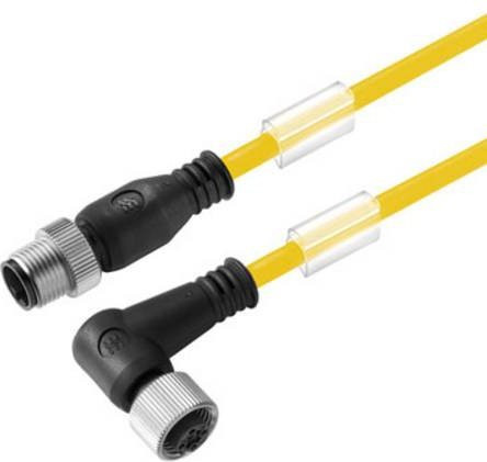 Weidmüller Sensor-Aktor-Steckverbinder M12 konfektioniert, Stecker gerade und Buchse gewinkelt, gelb, Kabellänge: 1,50 m - Bild 1