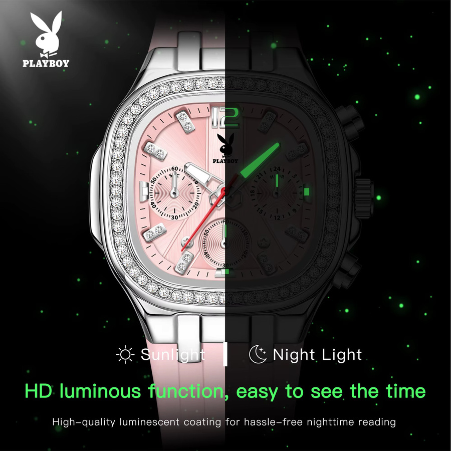 PLAYBOY Chronograph, Silikonarmband, Diamant, Damen, Purple - Bild 2