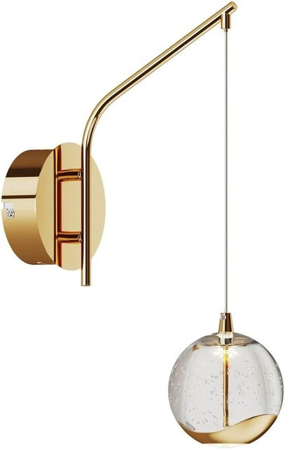 Lucande LED Wandleuchte Hayley Modern aus Glas in Transparent und Gold/Messing, 1-flammig - Bild 1
