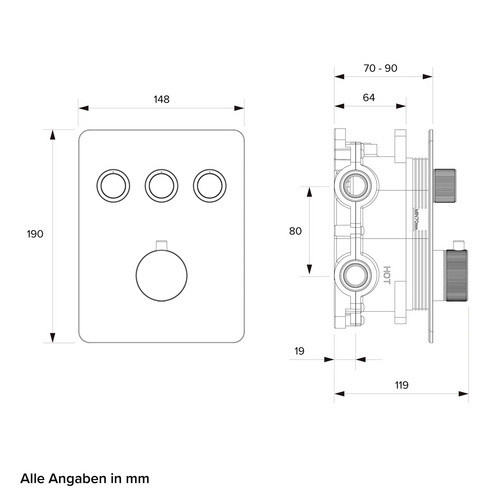 Chris Bergen Unterputz Duschthermostat Aquatronic in Chrom Silberfarben - Bild 3
