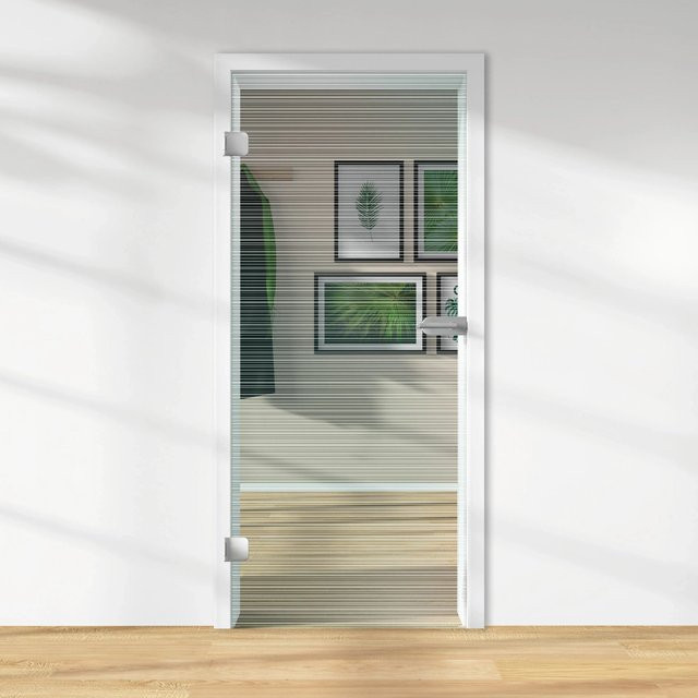 Skyscope Glasdrehtür ESG Floatglas mit Lasermattierung, DIN Links, Transparent, H x B x T: 197,2 x 83,4 x 0,8 cm - Bild 1