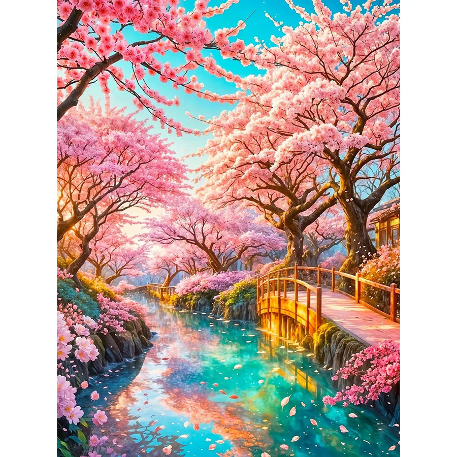 EverShine 5D DIY Diamantmalerei Landschaft mit Fluss und Bäumen, Mosaik-Stickerei Set für Erwachsene, Mehrfarbig - Bild 3