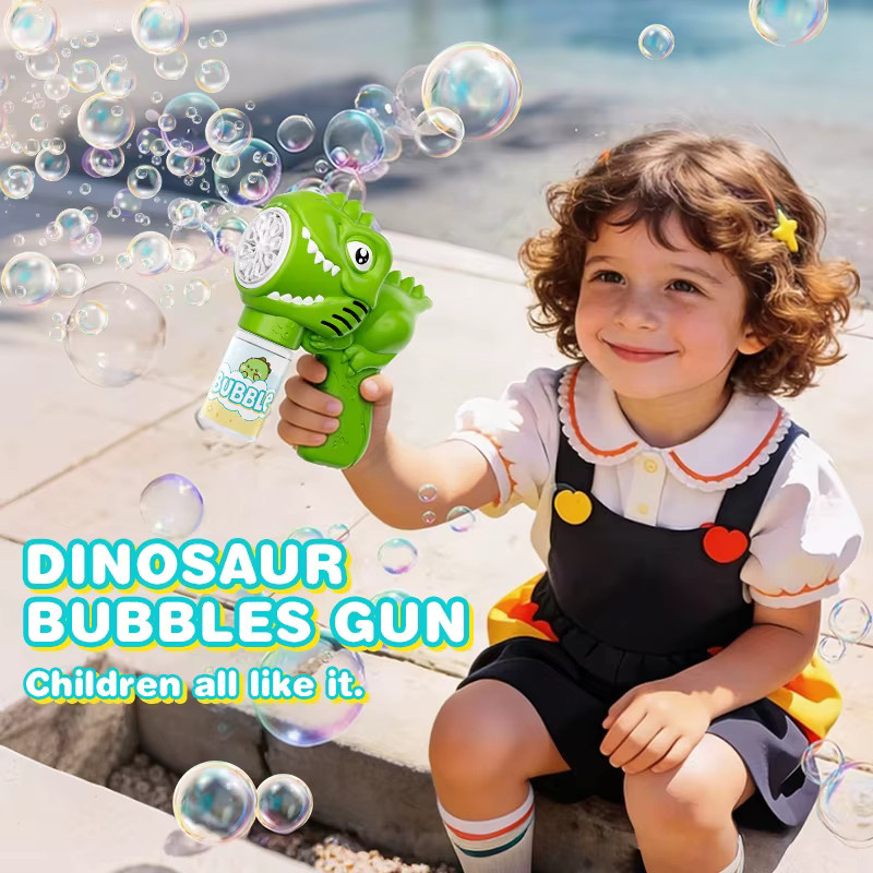 CONUSEA Dinosaurier-Seifenblasenpistole, Seifenblasenmaschine, mit Licht, Grün - Bild 1