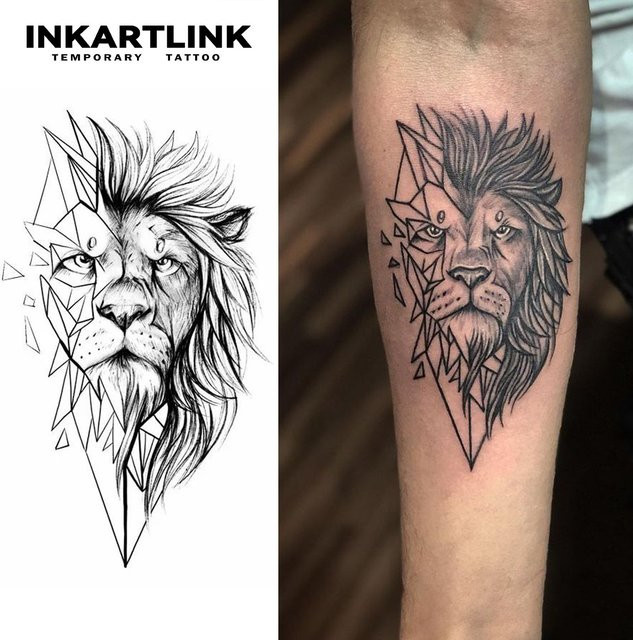 Temporäres Löwen-Tattoo, wasserfester semi-permanenter Aufkleber - Bild 1
