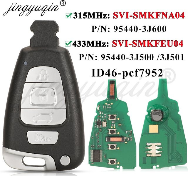 Jingyuqin Smart Remote Key Fob für Hyundai Veracruz 2006-2013, 315/433MHz ID46, Schwarz - Bild 1