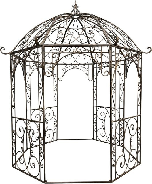 CLP Rosenpavillon Leila aus Eisen in Braun, nostalgischer Gartenpavillon im Jugendstil als Rankhilfe für Kletterpflanzen - Bild 1