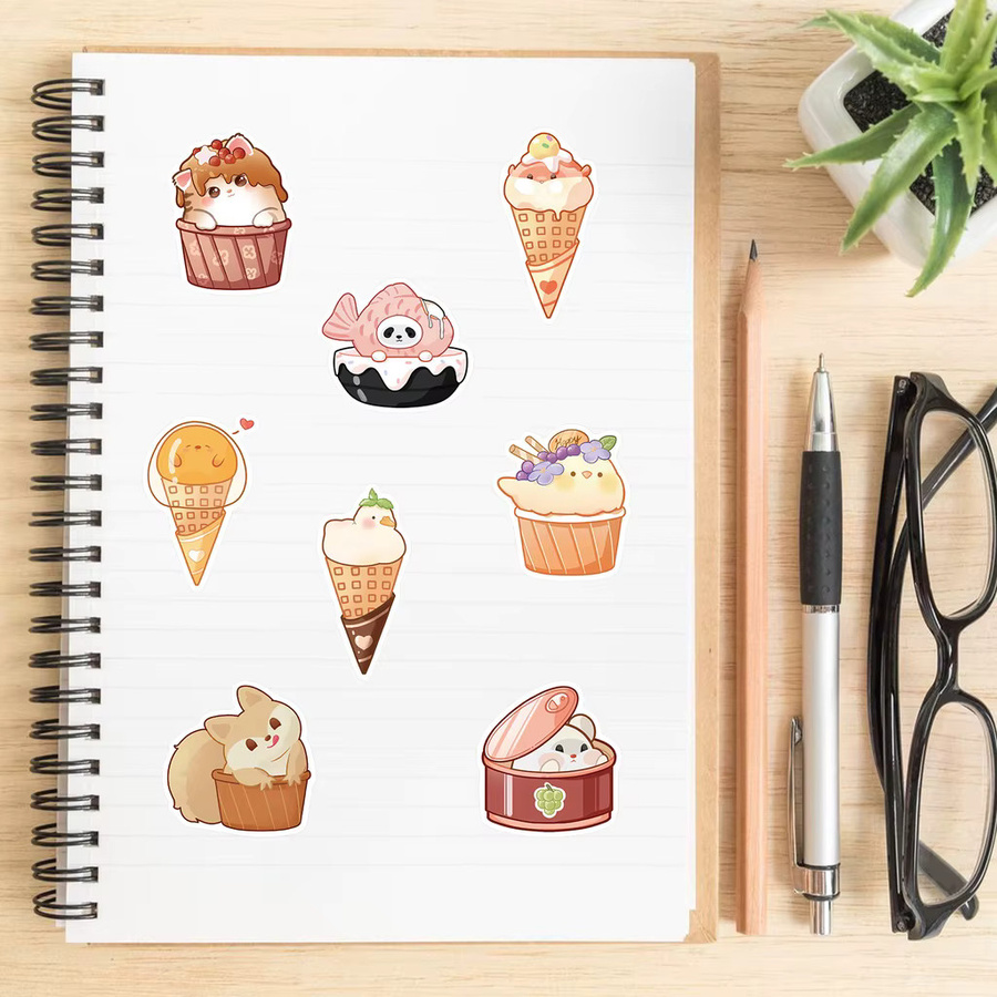 40 Stück Cartoon Tier Eis Aufkleber Set in Multicolour für Koffer, Skateboard und Gitarre von BulingBulingStickers Shop - Bild 2