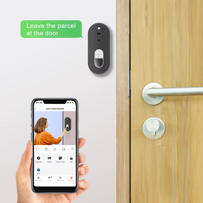 Tuya Kabellose WLAN-Videotürklingel in Schwarz mit 1080P HD, Zwei-Wege-Audio, Nachtsicht und Bewegungserkennung, IP65 Wasserdicht - Bild 3