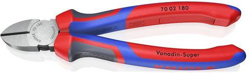 Knipex Seitenschneider 70 02 180 aus Chrom-Vanadium-Stahl in Schwarz und Rot mit Mehrkomponenten-Griff - Bild 1