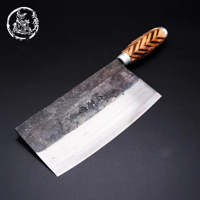 SHUOJI Handgefertigtes chinesisches Küchenmesser aus geschmiedetem Kohlenstoffstahl mit Holzgriff in Silber - Bild 1