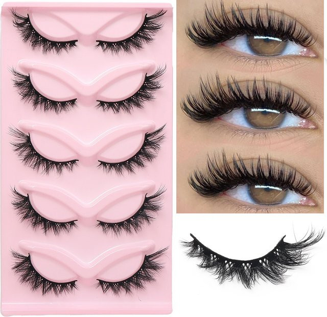 GROINNEYA Falsche Wimpern, 3D Wispy, Black, 5 Paar, Unisex - Bild 1