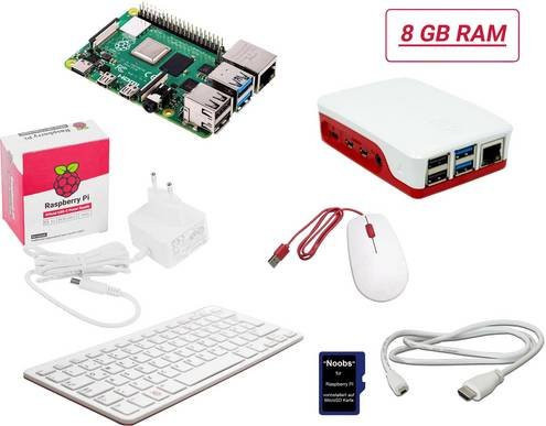 Raspberry Pi Desktop Kit 5 B mit 8GB RAM, Tastatur, Maus, Noobs OS, Netzteil und Gehäuse in Weiß - Bild 1