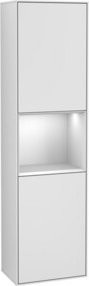 V&B Hochschrank Finion mit Wandbeleuchtung und Glastüren in Weiß lackiert, B/T/H: 41,8 x 15,0 x 151,6 cm - Bild 1