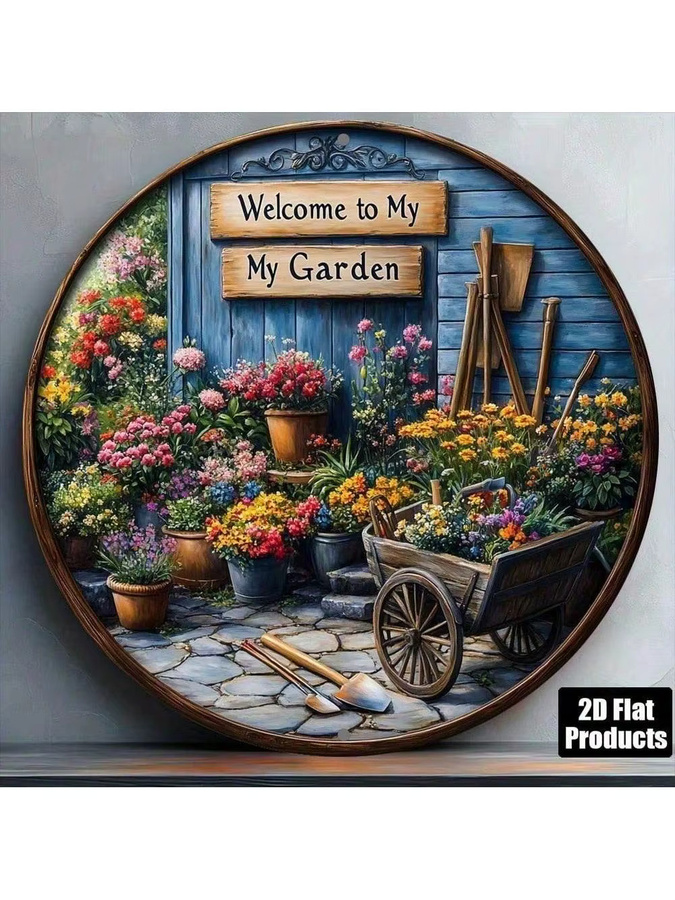 CIFBUY Rundes Aluminium-Metallschild mit Blumen-Motiv in Multicolour, Durchmesser: 20,32 cm - Bild 4